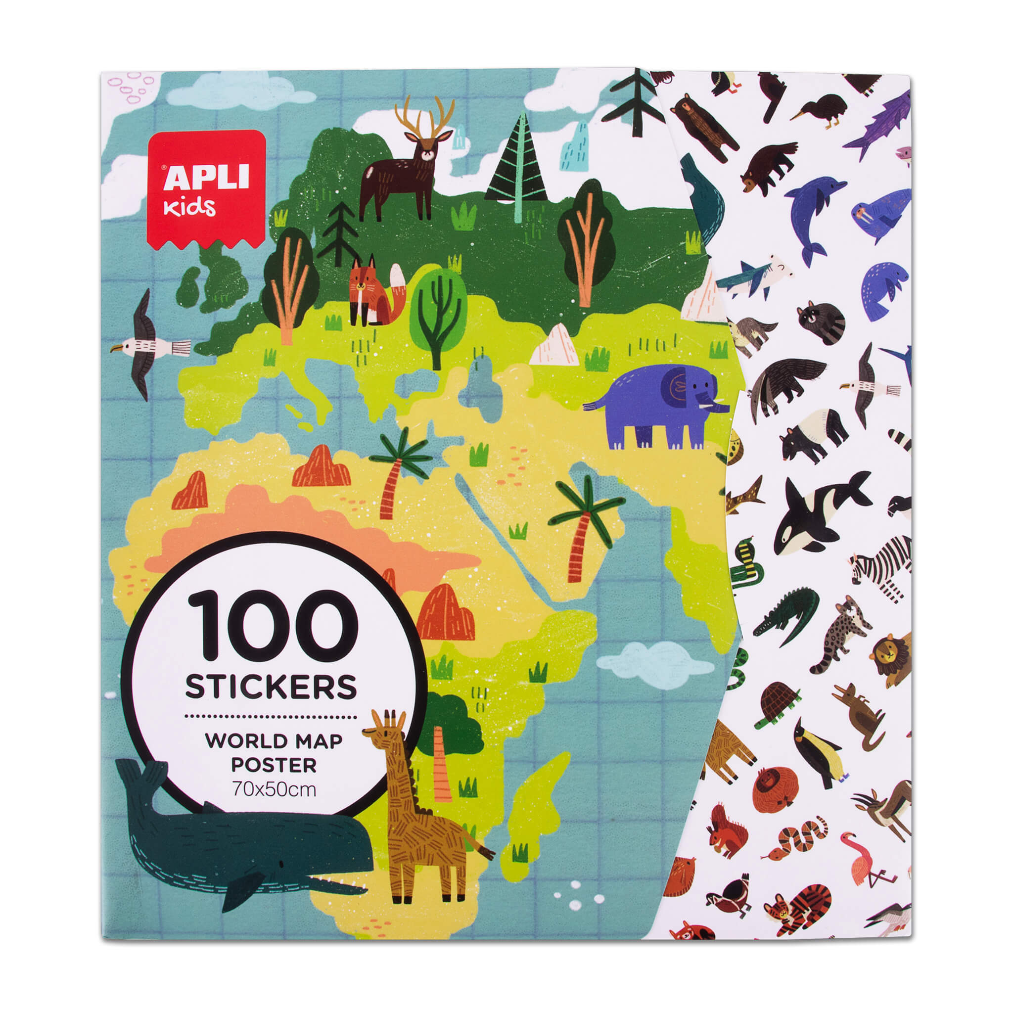 Giant poster with stickers World map APLI