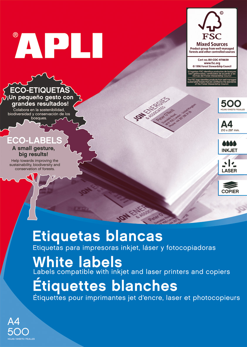 Apli 01272 C/100 hojas etiquetas 70x35mm, 24X para impresora