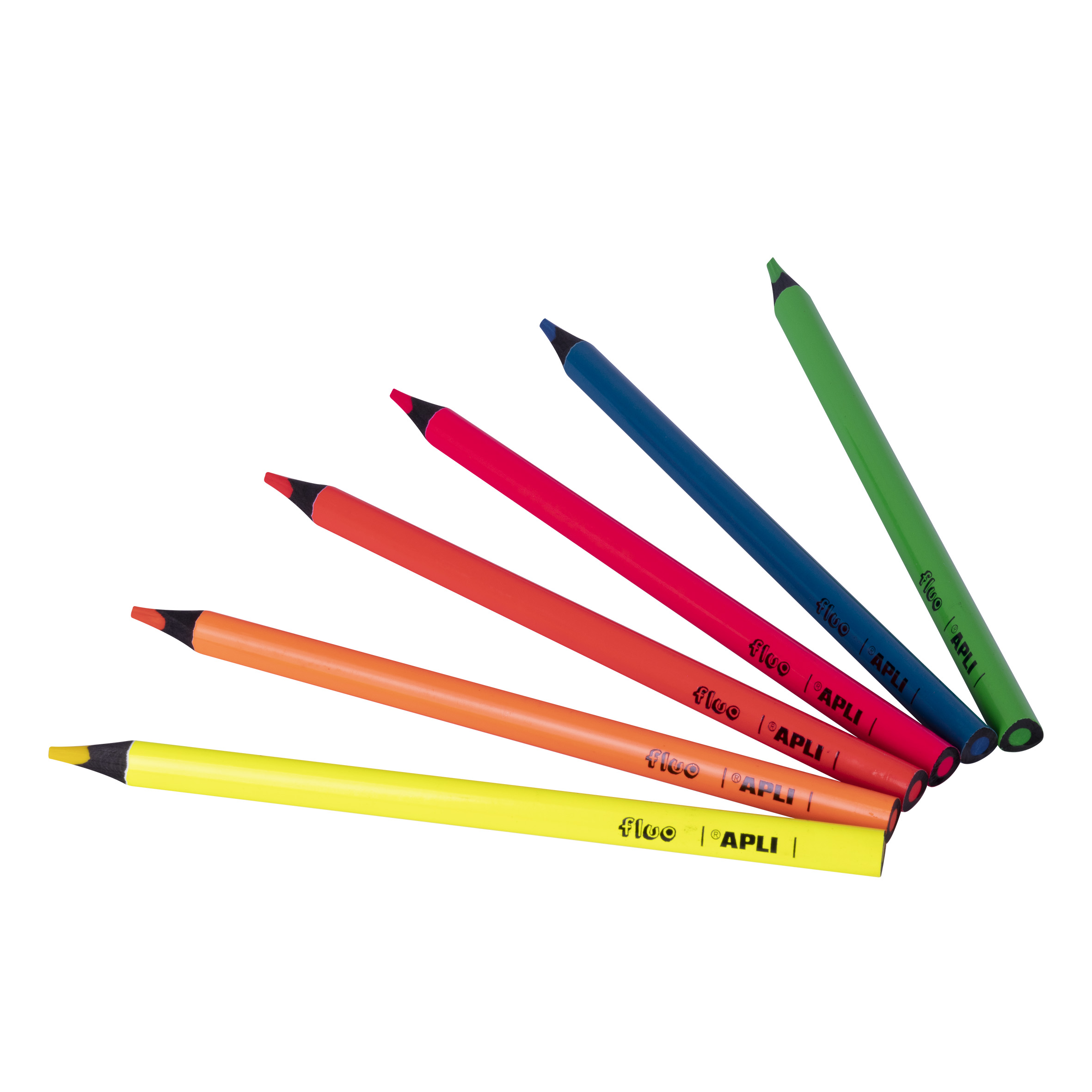 Crayons Jumbo Fluo couleurs assorties boîte 6 u. APLI 18060 