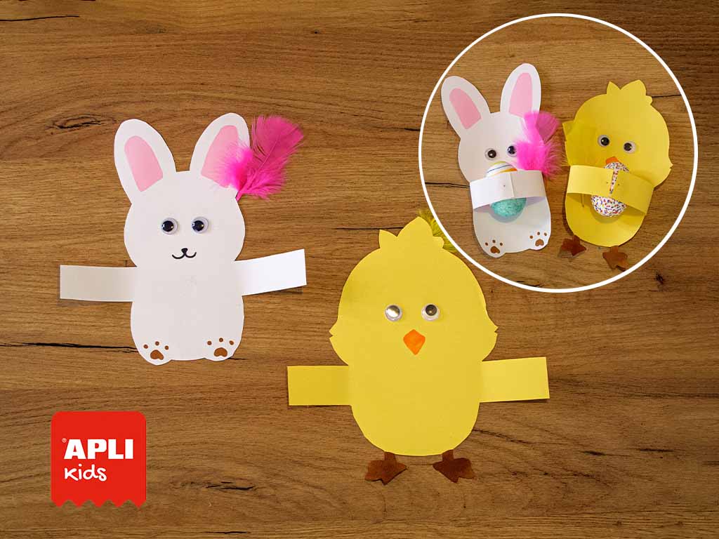 Manualidad Conejos y pollitos de Pascua